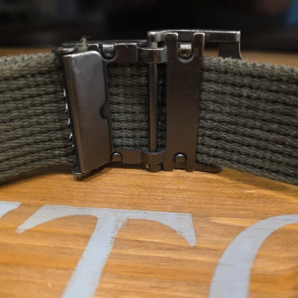 Boy Scout Khaki Green Webbing Belt Green Gear Buckle 60 Inches 2X Men EXCELLENT‎